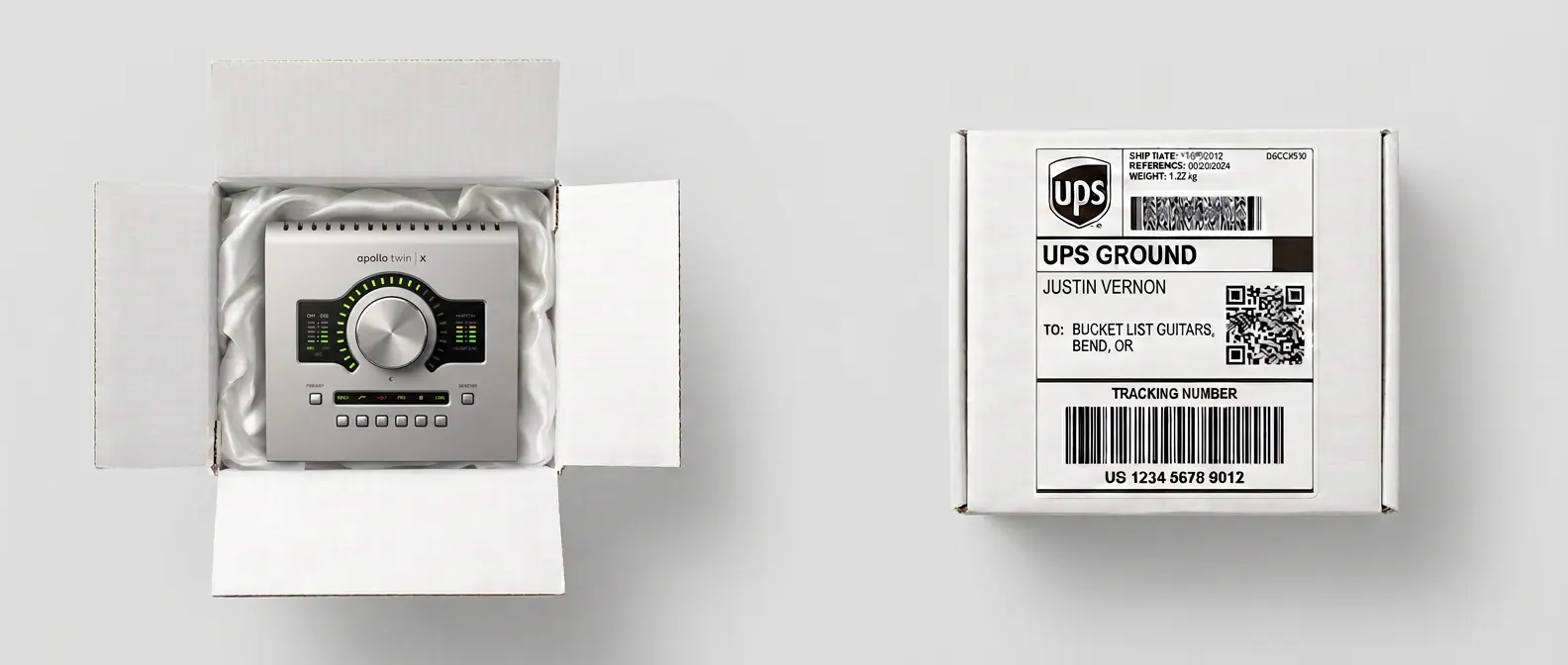 Studio equipment in shipping box