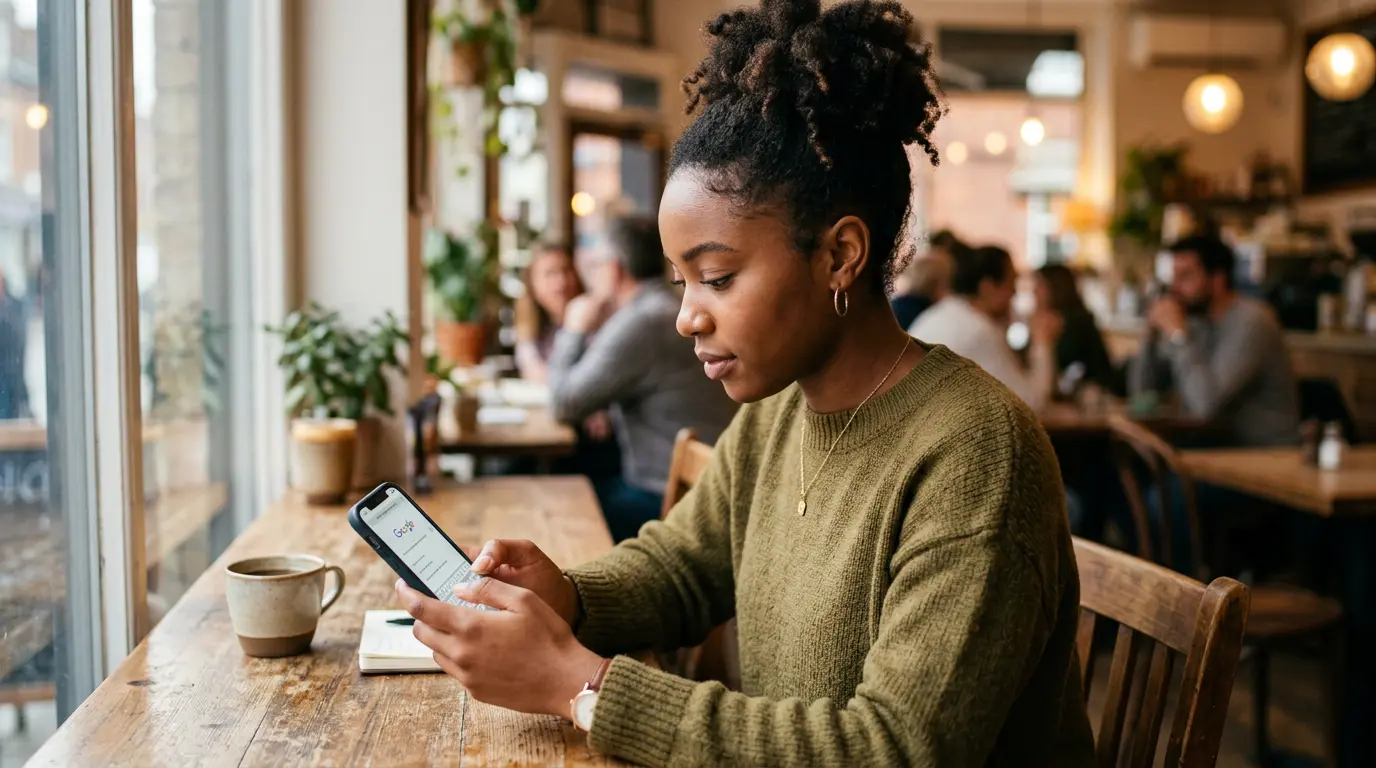 Person searching for a local buyer on their phone